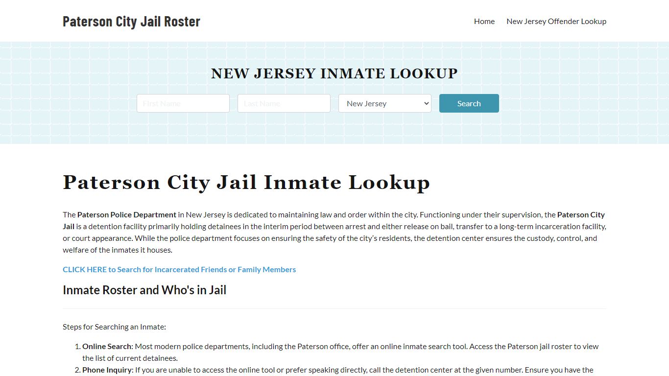 Paterson Police Department & City Jail, NJ Inmate Roster, Arrests, Mugshots