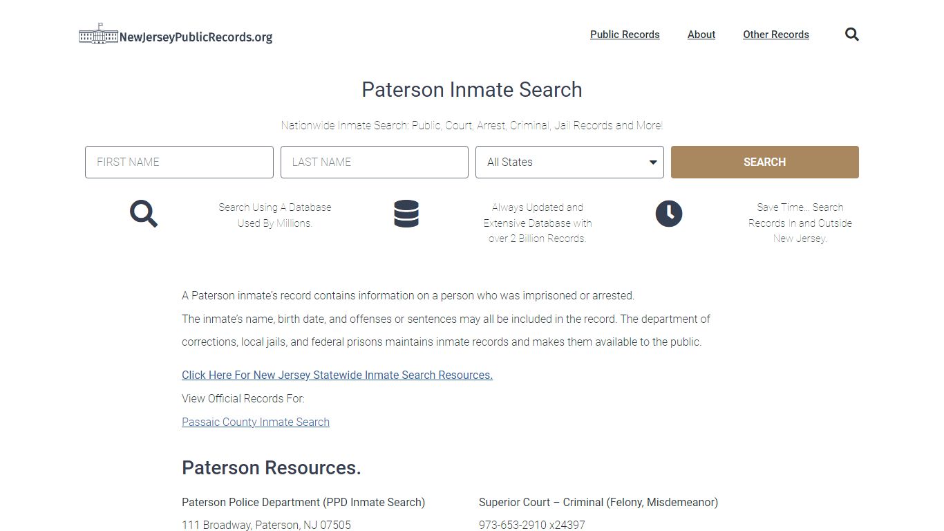 Paterson Inmate Search - PPD Current & Past Jail Records
